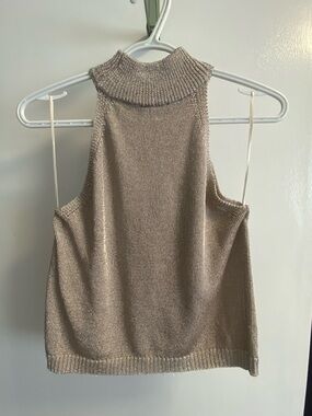 Dynamite Sleeveless Mock Neck Knit Top - Beige Taupe